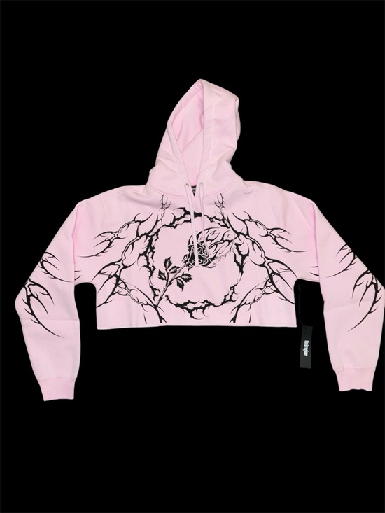 Tops - Civil Regime Pink and Black Cropped Hoodie Size: Medium NWT